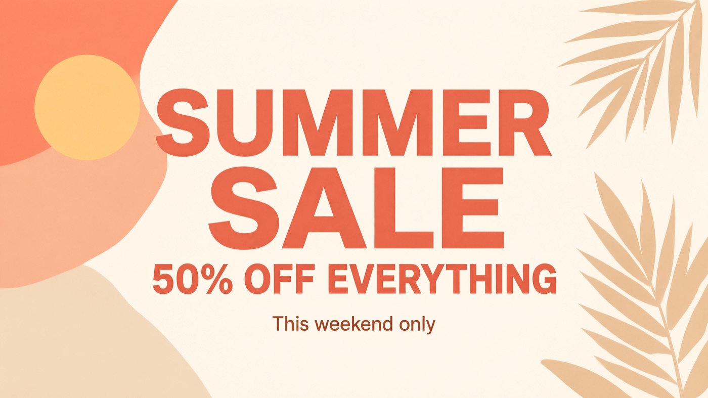 Qwen Image 3.0 summer sale poster with abstract shapes