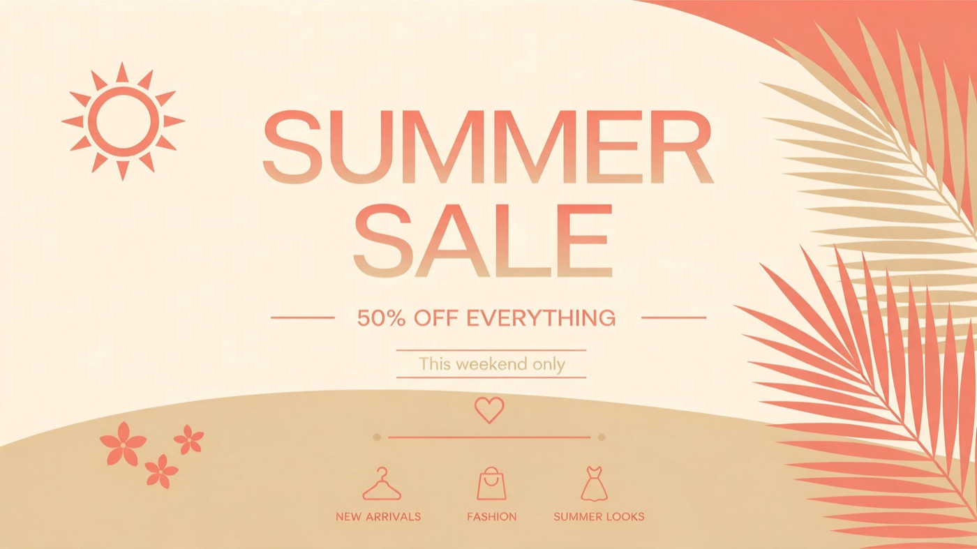 Seedream 5.0 Flash summer sale poster with extra icons and text